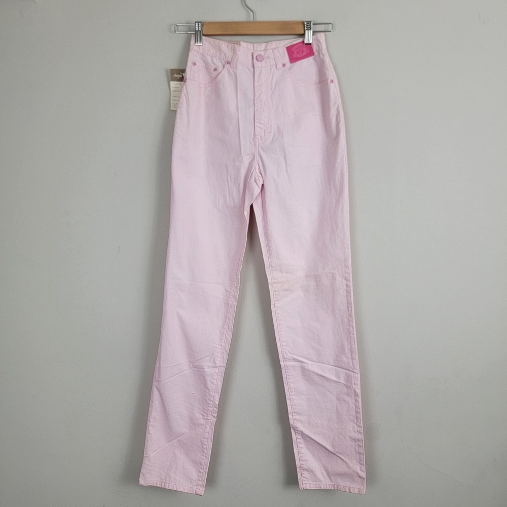Sergio Valente Straight Leg Pants Juniors 9 Pink High Rise Flat Front READ